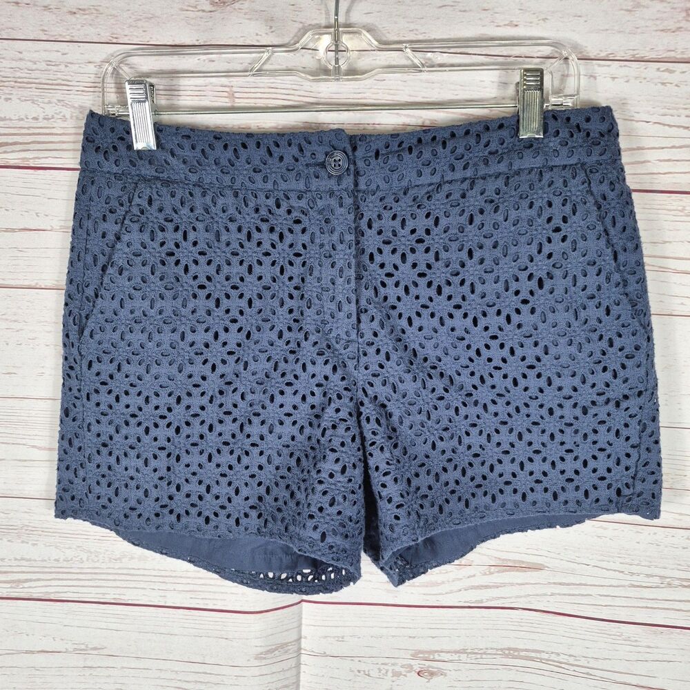 Cynthia Rowley Blue Shorts Womens Size 6 Embroidered Eyelet Coastal Preppy